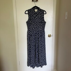 Kate Spade Navy and White Cloud Dot Midi Dress